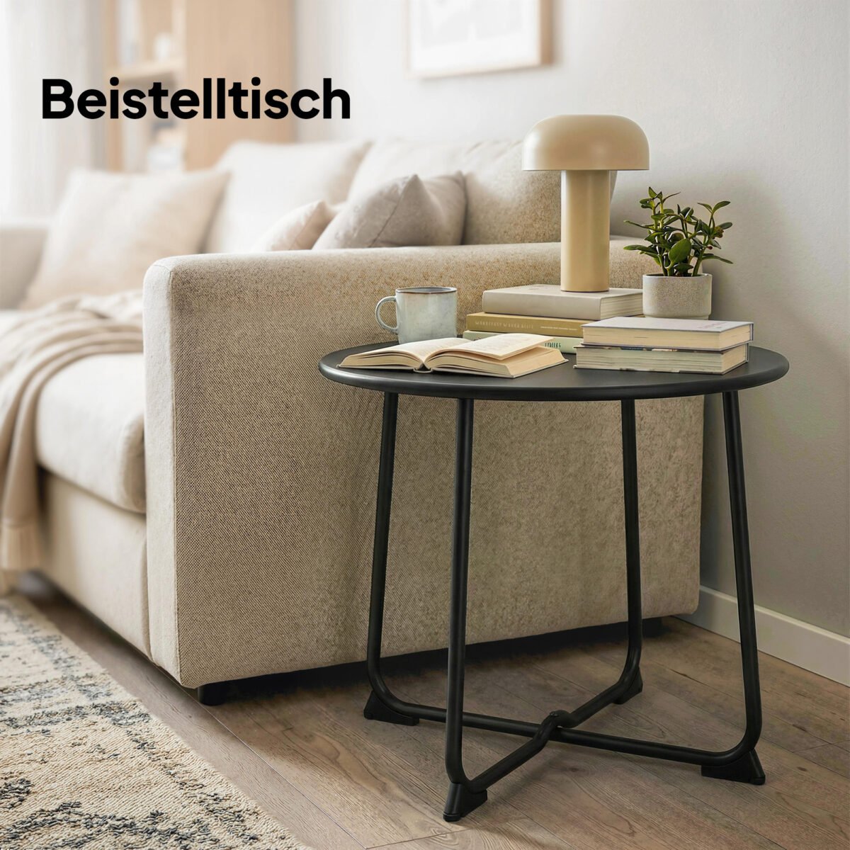 Metalinis 50 cm apvalus lauko kavos staliukas su X formos pagrindu – Paveikslėlis 7