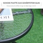 Metalinis lauko staliukas su stikliniu vandens bangų rašto stalviršiu, Ø50x55H cm