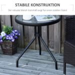 Metalinis lauko staliukas su stikliniu vandens bangų rašto stalviršiu, Ø50x55H cm