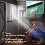 Metalinis sodo įrankių sandėliukas su langu ir plačiomis durimis – Paveikslėlis 6