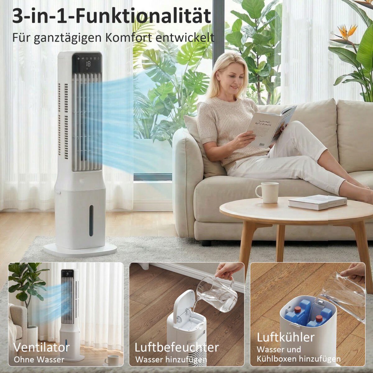 Mobilus 3 viename garinimo oro aušintuvas su 9 l vandens baku – Paveikslėlis 4