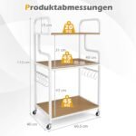 Mobilus trijų aukštų spausdintuvo staliukas su patogia saugykla biurui (Natūrali + Balta) – Paveikslėlis 2