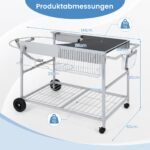 Mobilus griliaus vežimėlis su dideliu darbastaliu ir prieskonių lentyna (Juoda) – Paveikslėlis 2