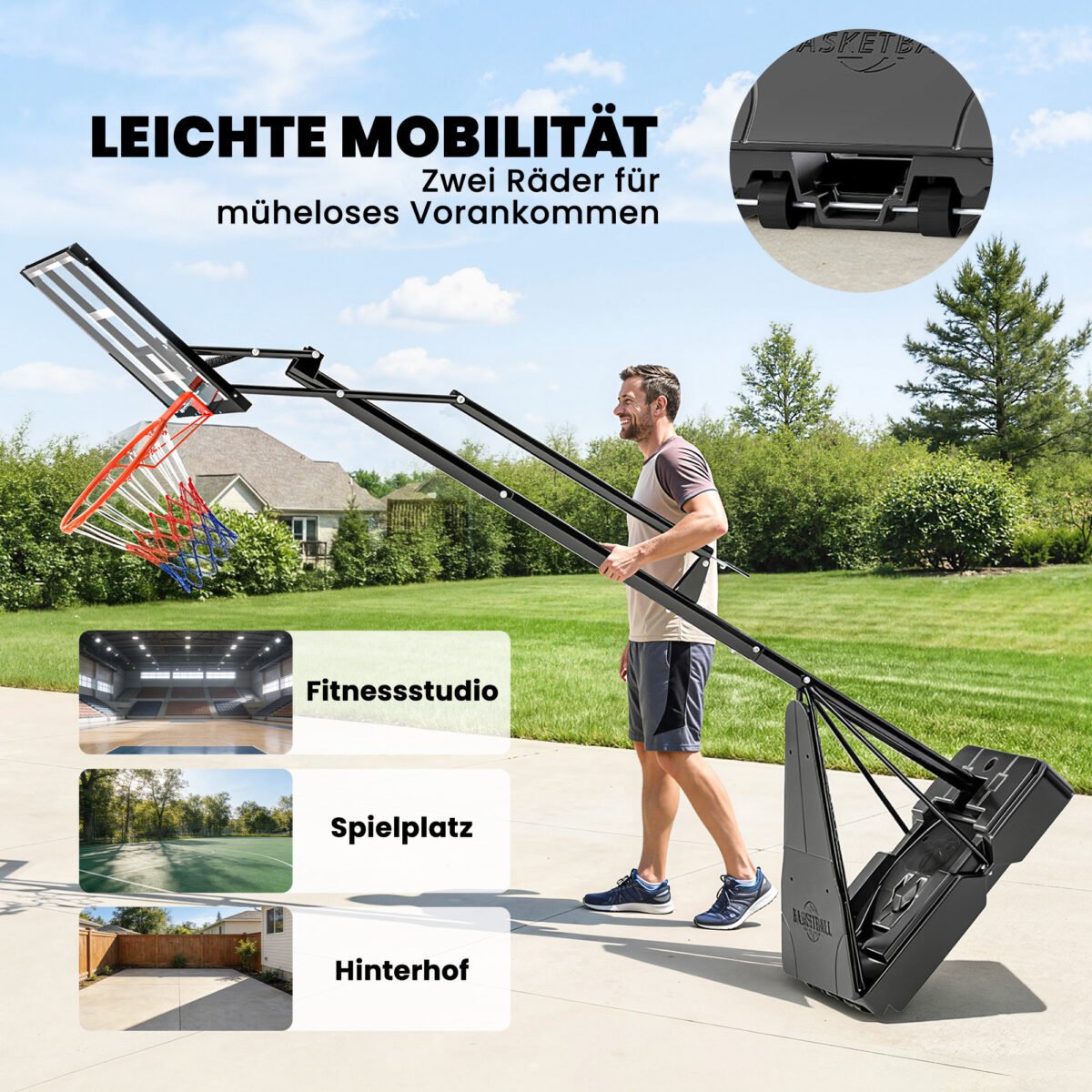 Mobilus krepšinio stovas su rankeniniu aukščio reguliavimo mechanizmu, 2,45–3,05 m – Paveikslėlis 6