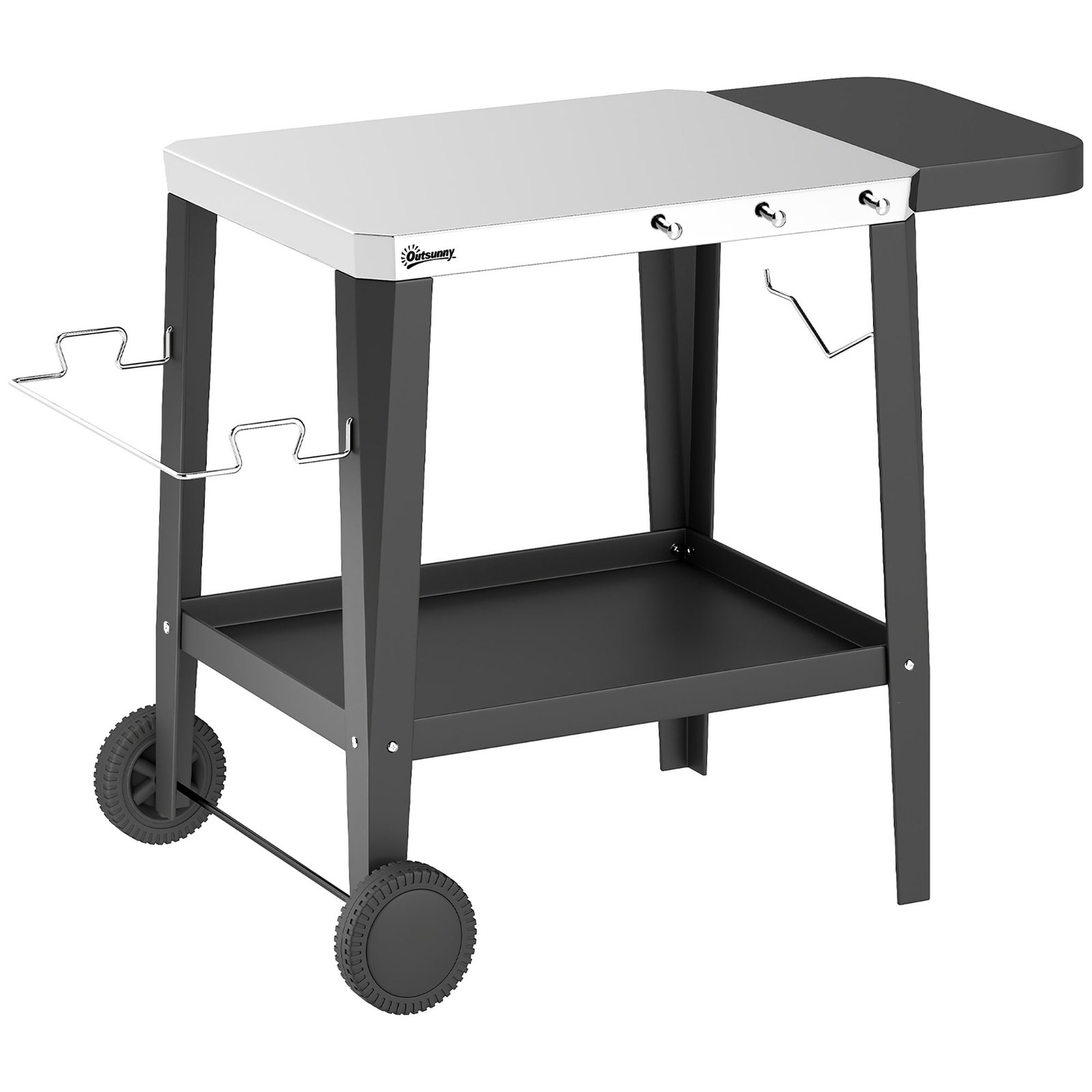 Mobilus lauko grilio vežimėlis su nerūdijančio plieno stalviršiu