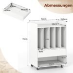 Mobilus plokštelių grotuvo staliukas su vinilinių plokštelių saugykla (Balta) – Paveikslėlis 2