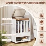 Mobilus plokštelių grotuvo staliukas su vinilinių plokštelių saugykla (Balta) – Paveikslėlis 4