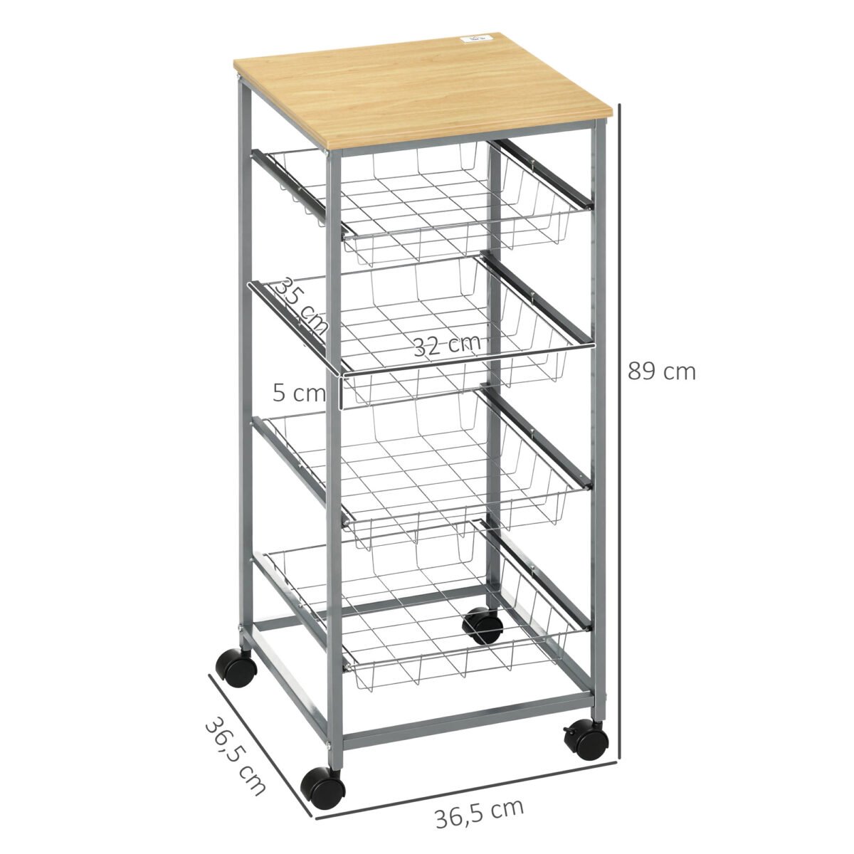 Mobilus universalus vežimėlis su 4 pakopomis ir ištraukiamais krepšiais – Paveikslėlis 3