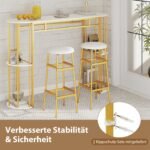 Modernus baro stalas su daiktadėže ir marmuro imitacijos stalviršiu (Balta)