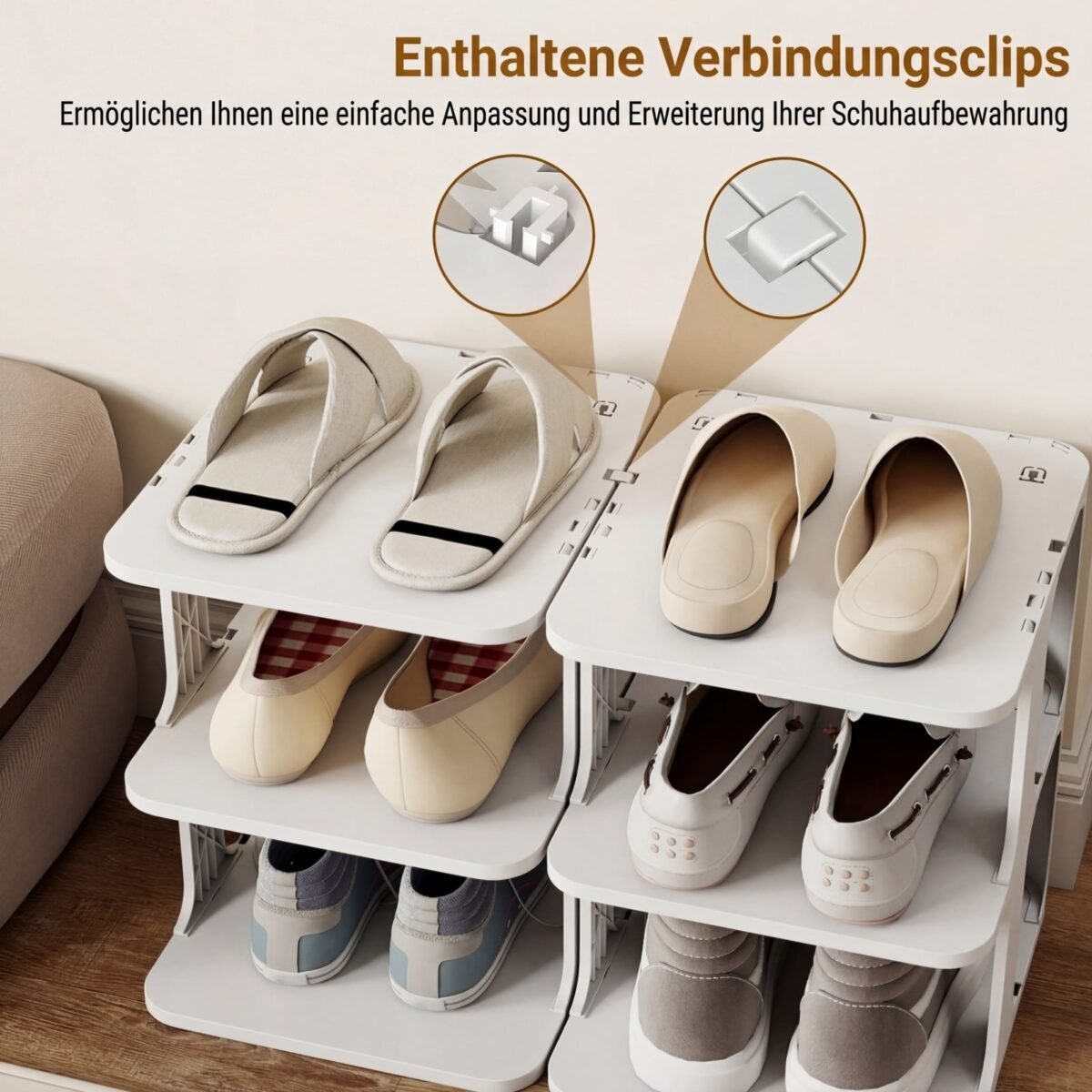 Modulinis 6 pakopų pastatomas batų stovas (Balta)