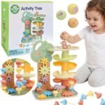 Montessori veiklos medelis su rutuliukų trasa 4 viename