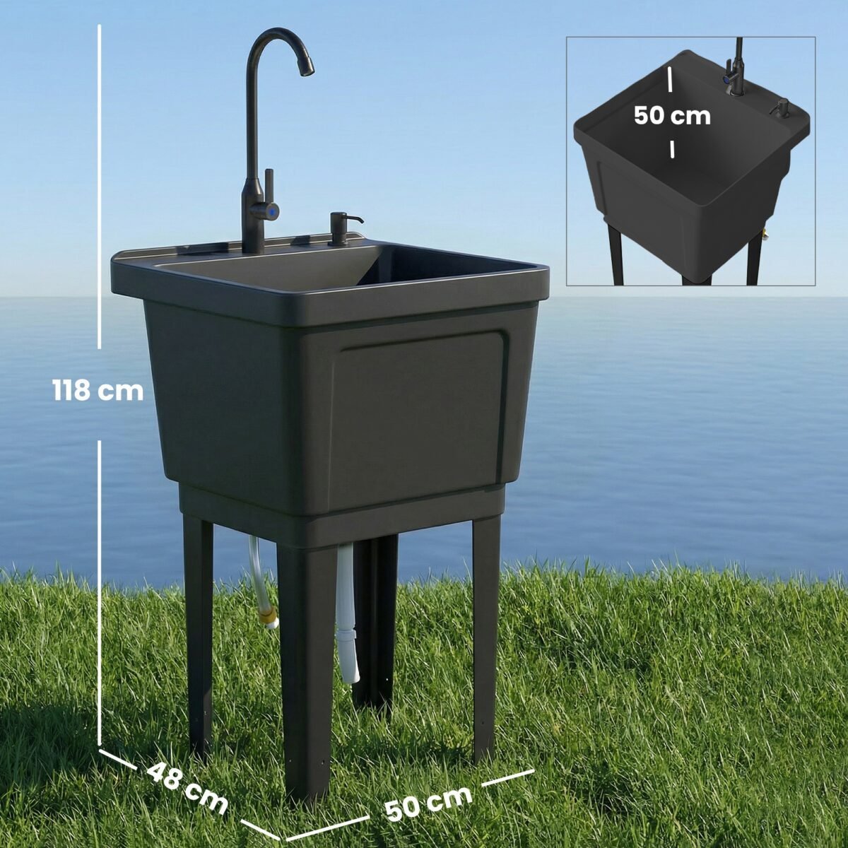 Nešiojama kempingo plautuvė su vandens maišytuvu ir muilo dozatoriumi – Paveikslėlis 3