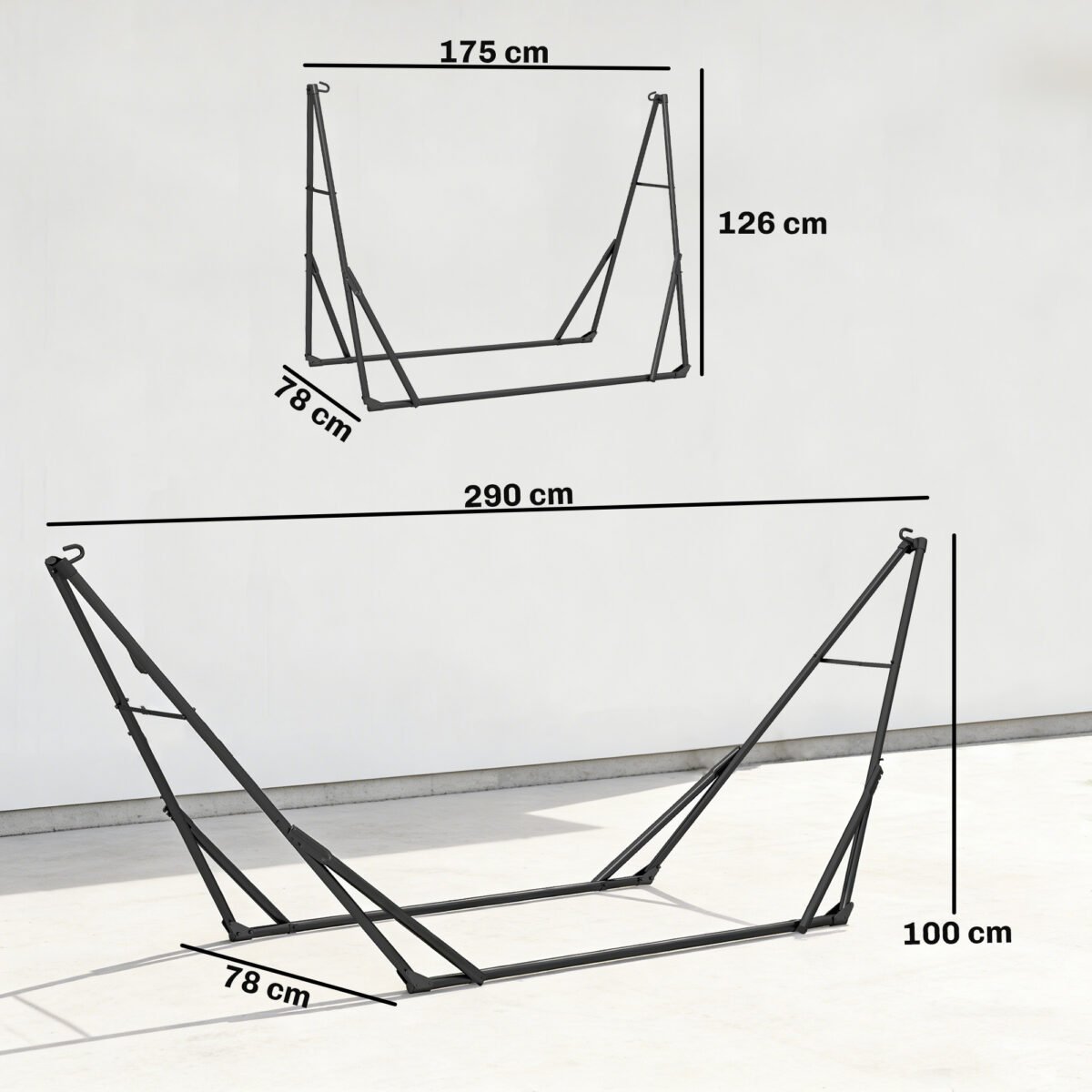 Nešiojamas reguliuojamo ilgio hamako stovas su transportavimo krepšiu – Paveikslėlis 3
