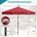 Ø300 cm Lauko skėtis su rankenine sistema ir pasvirimo funkcija (Raudona)