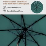 Sodo lauko skėtis su pasukama rankena ir pasvirimo funkcija Ø303 cm (Žalia) – Paveikslėlis 4
