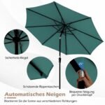 Sodo lauko skėtis su pasukama rankena ir pasvirimo funkcija Ø303 cm (Žalia) – Paveikslėlis 5