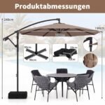 Pakabinamas sodo skėtis Ø 300 cm su 360° pasukimu ir patogia rankena (Ruda) – Paveikslėlis 2