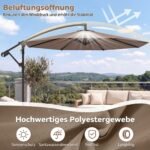 Pakabinamas sodo skėtis Ø 300 cm su 360° pasukimu ir patogia rankena (Ruda) – Paveikslėlis 3