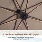 Pakabinamas sodo skėtis Ø 300 cm su 360° pasukimu ir patogia rankena (Ruda) – Paveikslėlis 5