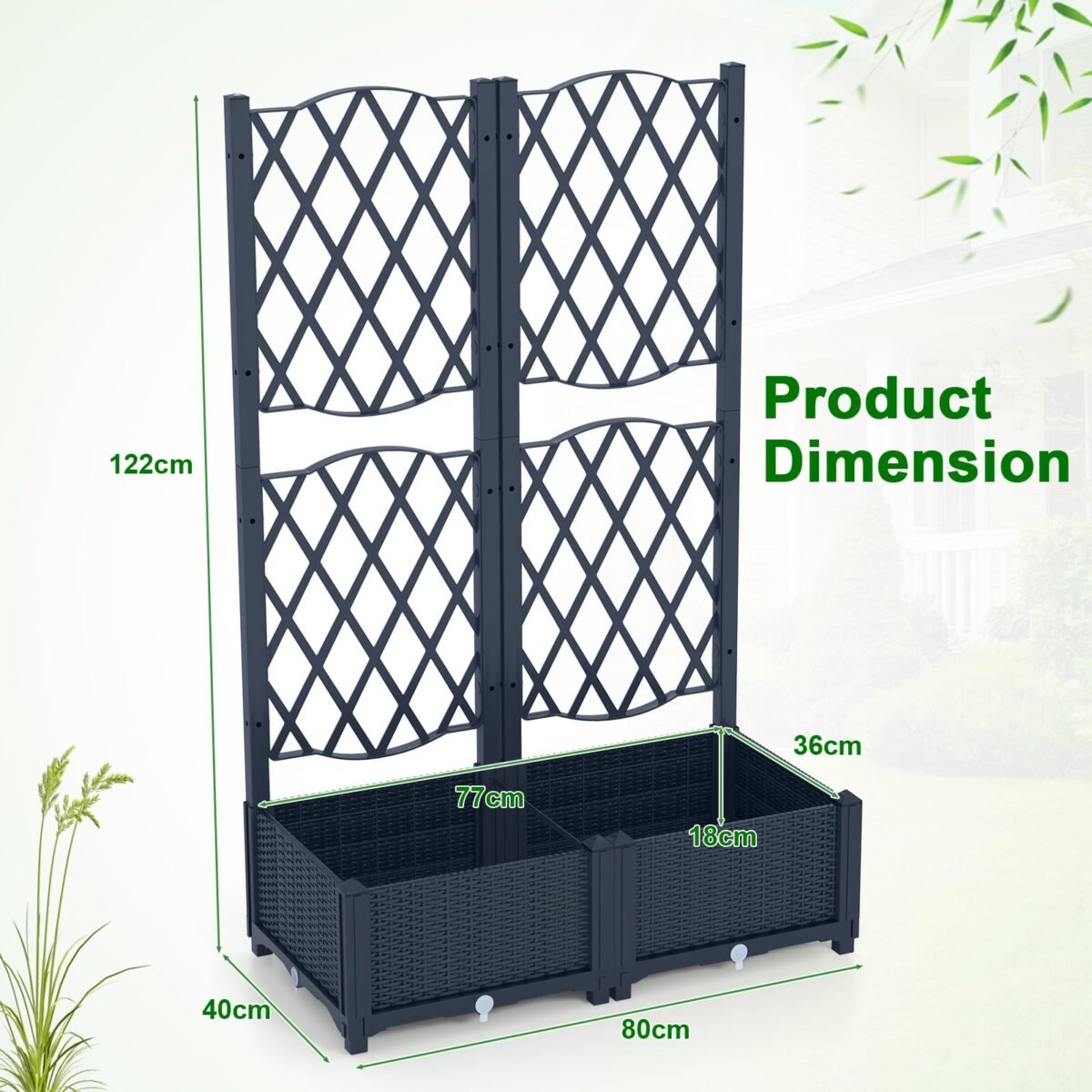 Pakeltas gėlynas su vijoklinių augalų grotelėmis (Pilka) – Paveikslėlis 2