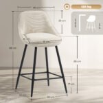 Paminkštintos kordinės baro kėdės su 360° pasukimu 2 vnt – Paveikslėlis 3