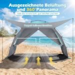 Paplūdimio palapinė su UV 50+ apsauga ir išplečiamu stogeliu (Mėlyna)