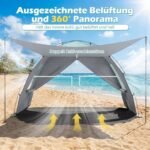 Paplūdimio palapinė-pastogė su UV apsauga 50+ ir stogeliu (Žalia) – Paveikslėlis 4