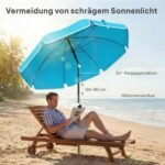 Paplūdimio skėtis su inkaru smėliui ir reguliuojamu pasvirimo kampu 150 cm skersmens – Paveikslėlis 4