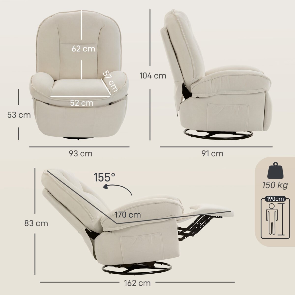 Pasukamas relaksacinis krėslas su supimu ir atlošimu – Paveikslėlis 3