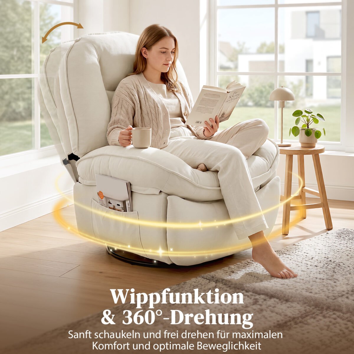 Pasukamas relaksacinis krėslas su supimu ir atlošimu – Paveikslėlis 7