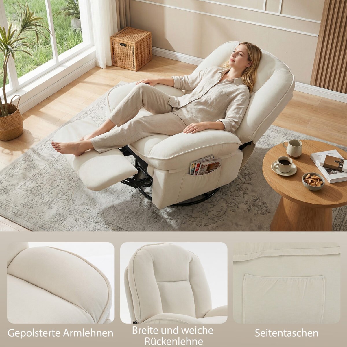 Pasukamas relaksacinis krėslas su supimu ir atlošimu – Paveikslėlis 8