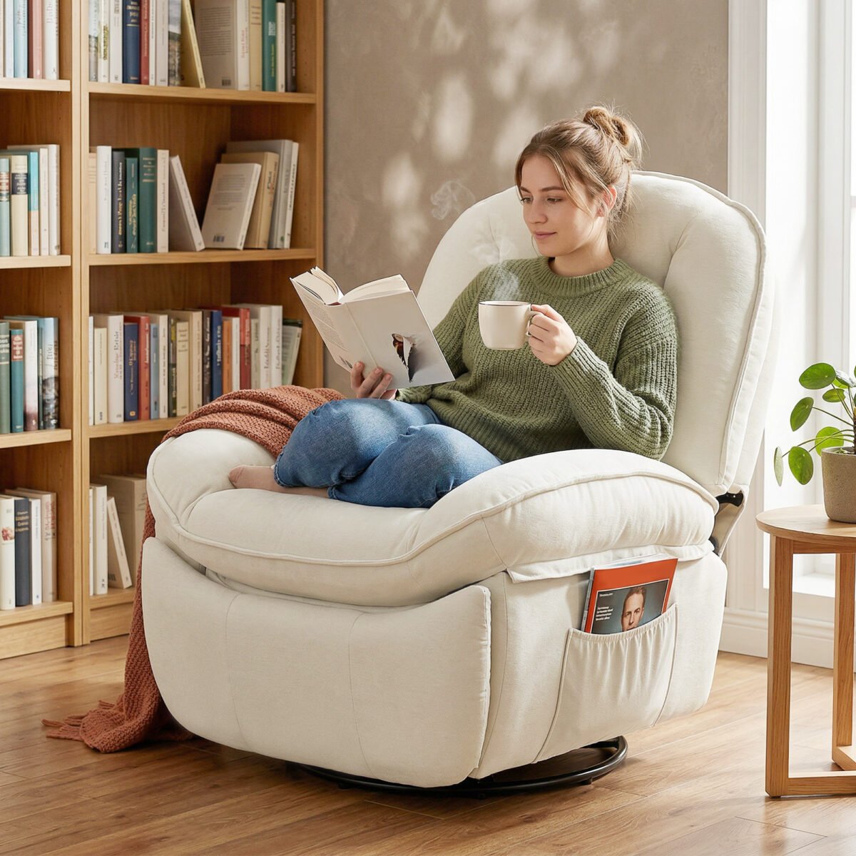 Pasukamas relaksacinis krėslas su supimu ir atlošimu – Paveikslėlis 9