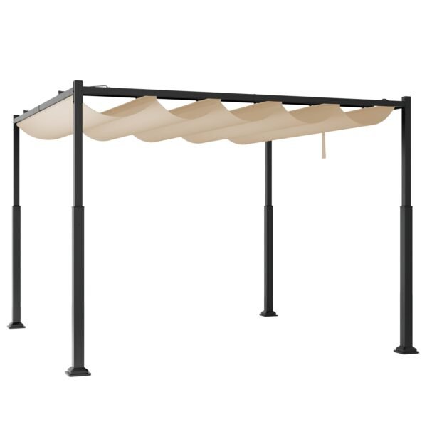 Pergola su ištraukiamu stogu ir vandeniui atsparia danga (Smėlio)