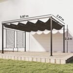 Pergola su įtraukiamu stogu ir 2 privatumo sienelėmis