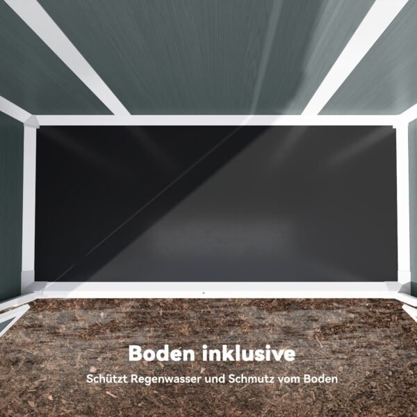 Plastikinis sandėliukas su sulankstomomis lentynomis ir rakinamomis dvigubomis stumdomomis durimis – Paveikslėlis 5