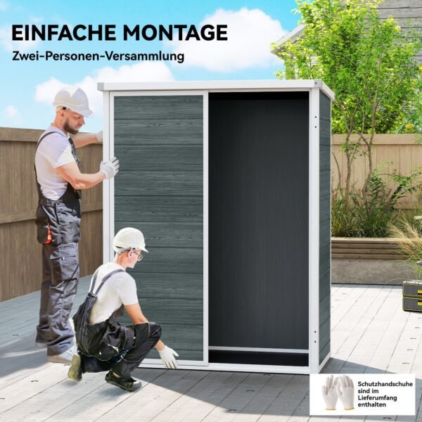 Plastikinis sandėliukas su sulankstomomis lentynomis ir rakinamomis dvigubomis stumdomomis durimis – Paveikslėlis 7