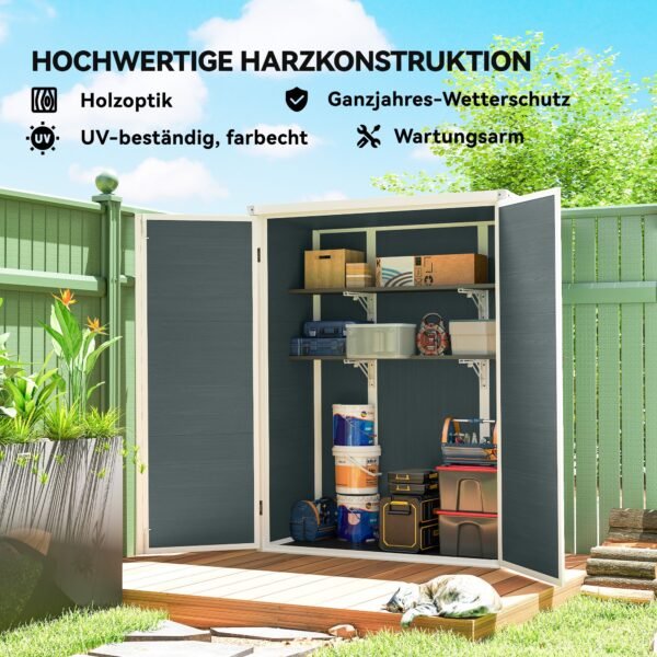 Plastikinis sandėliukas su sulankstomomis lentynomis ir rakinamomis dvigubomis stumdomomis durimis – Paveikslėlis 8