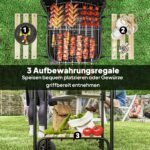 Plieninė anglių kepsninė ant ratukų su užrakinamu dangčiu – Paveikslėlis 6