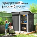Plieninis sodo sandėliukas su stumdomomis durimis ir langais