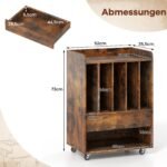 Plokštelių grotuvo staliukas su integruota plokštelių saugykla ir ratukais (Ruda) – Paveikslėlis 2