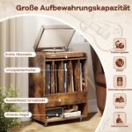 Plokštelių grotuvo staliukas su integruota plokštelių saugykla ir ratukais (Ruda) – Paveikslėlis 4