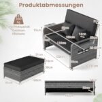Poliratano poilsio sofa su reguliuojama nugaros atrama (Juoda) – Paveikslėlis 2