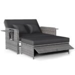 Poliratano poilsio sofa su reguliuojama nugaros atrama (Juoda)