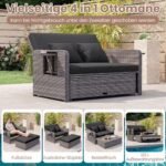 Poliratano poilsio sofa su reguliuojama nugaros atrama (Juoda) – Paveikslėlis 3
