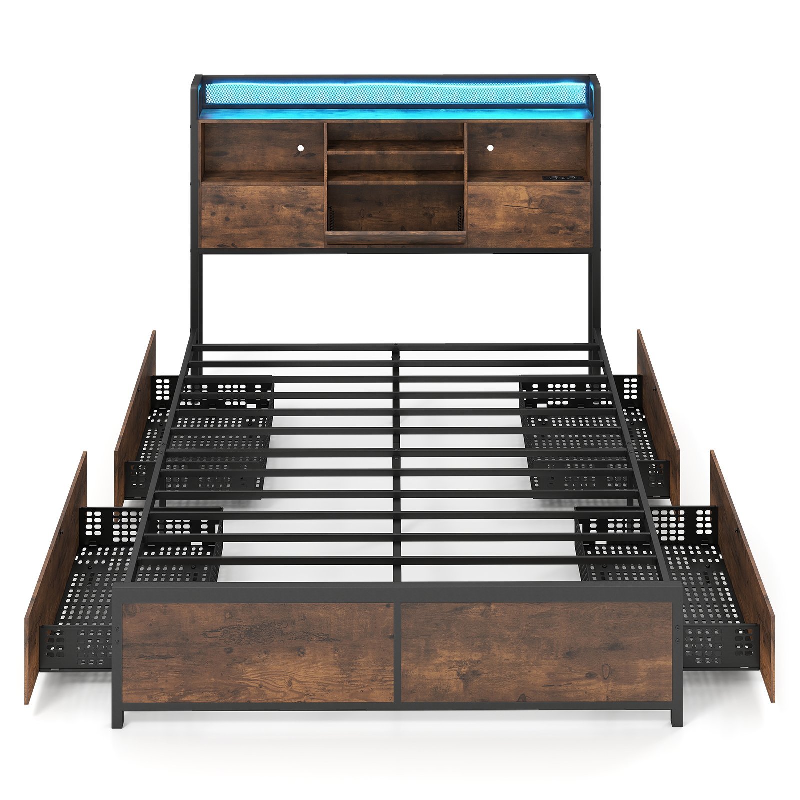 Pramoninio-stiliaus-lovos-remas-su-LED-apsvietimu-ikrovimo-stotele-ir-talpiomis-daiktadezemis-Rudzio-spalvos-ruda-1 Pramoninio stiliaus lovos rėmas su LED apšvietimu įkrovimo stotele ir talpiomis daiktadėžėmis (Rūdžio spalvos ruda)