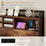 Pramoninio stiliaus lovos rėmas su LED apšvietimu ir įkrovimo stotele (Kaimiška ruda) – Paveikslėlis 2