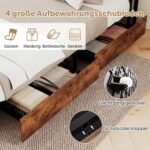 Pramoninio stiliaus lovos rėmas su LED apšvietimu ir įkrovimo stotele (Kaimiška ruda) – Paveikslėlis 4