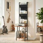 Pramoninio stiliaus medijos lentyna-staliukas su 3 medžiaginėmis kišenėmis – Paveikslėlis 2