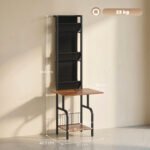 Pramoninio stiliaus medijos lentyna-staliukas su 3 medžiaginėmis kišenėmis – Paveikslėlis 3