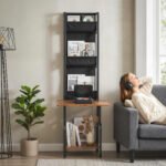 Pramoninio stiliaus medijos lentyna-staliukas su 3 medžiaginėmis kišenėmis – Paveikslėlis 9